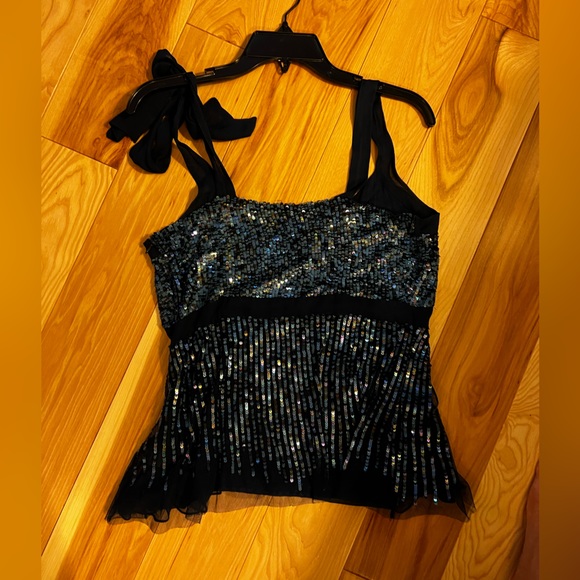 Gai Mattiolo Blue Silk Sequence Top - Picture 3 of 5